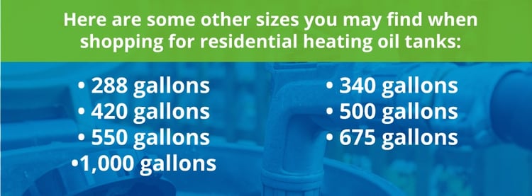 common oil tank sizes